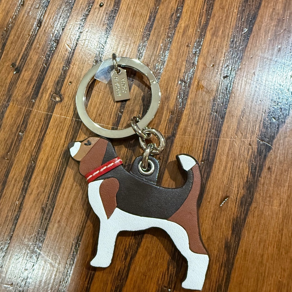Coach Beagle Hound Dog Leather Key Fob